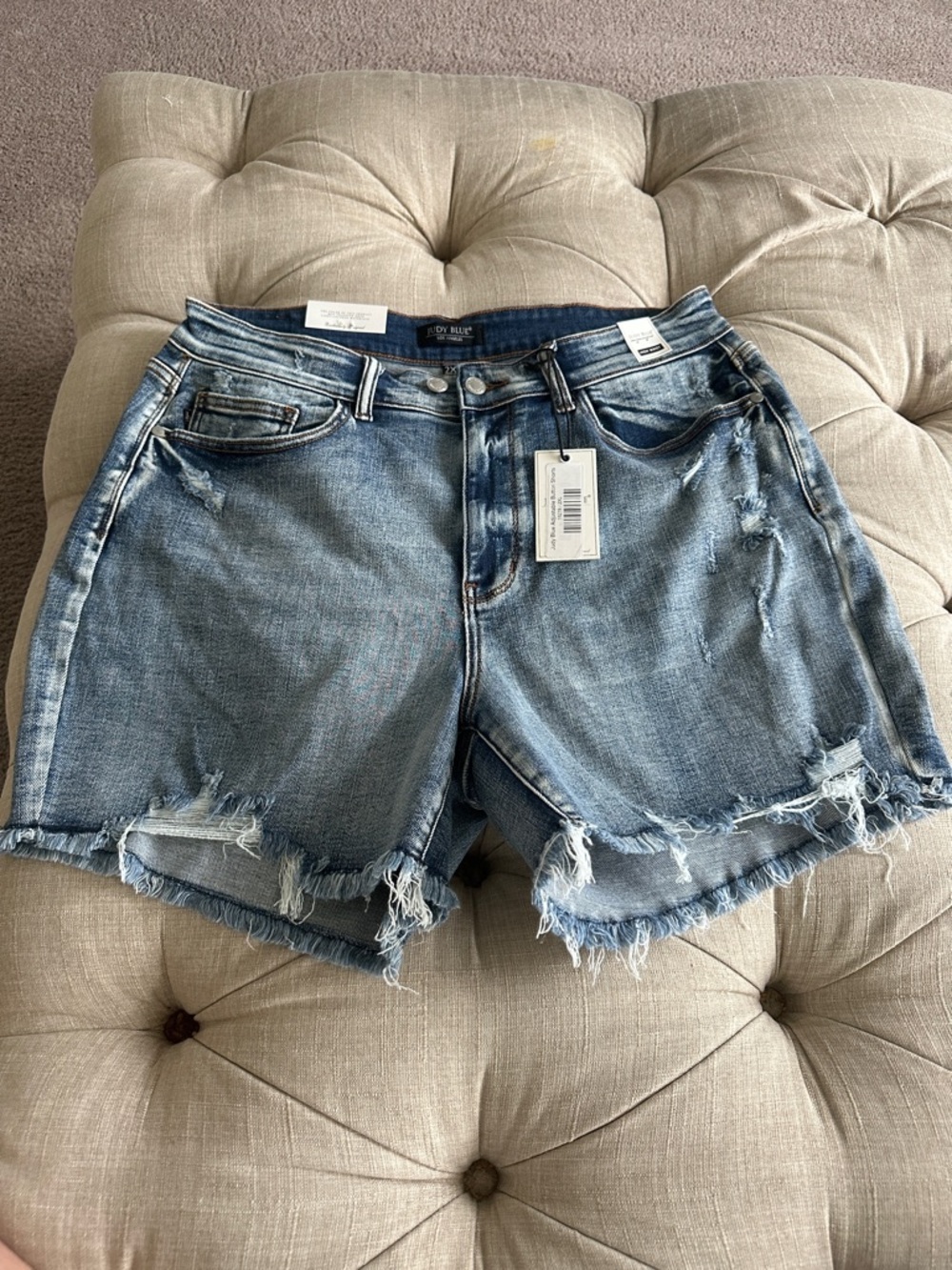 Judy Blue Light Blue Distressed Denim Shorts